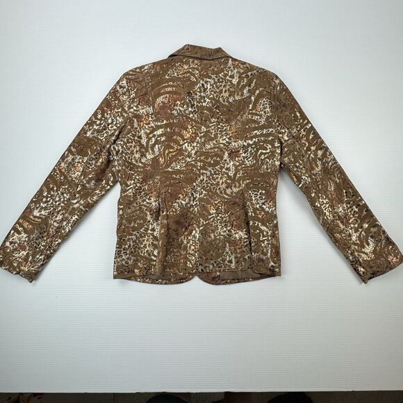 Erin London Metallic Animal Print Blazer Jacket Women’s M Brown Gold NWT - Picture 9 of 13